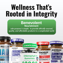 Benevolent Nourishment chlorophyll gummies beside a smoothie for daily wellness.