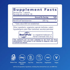 Back label of BenfoMax 90s detailing ingredients and nutrition facts
