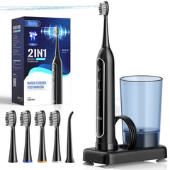Lifestyle shot of Black Benhip Water Flosser & Sonic Toothbrush Combo