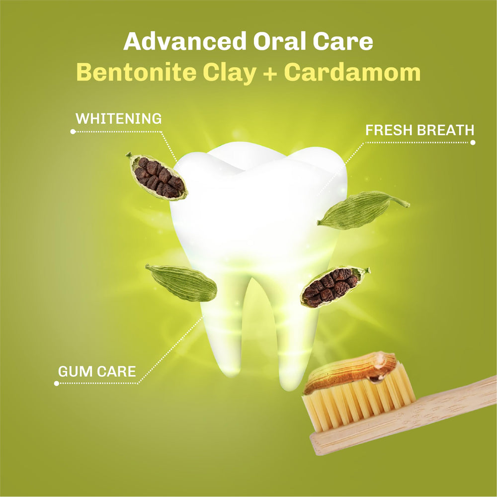 Toothbrush ready with Bentodent toothpaste on bristles