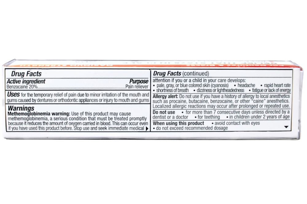 Mouth sore relief with benzocaine in Benzodent