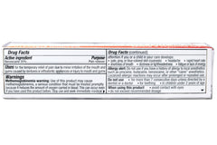Mouth sore relief with benzocaine in Benzodent