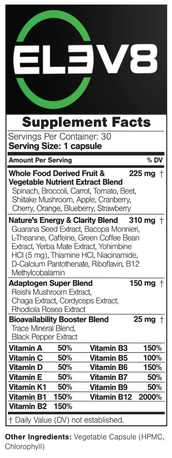 BEpic ELEV8 bottle close-up highlights natural ingredients for performance.