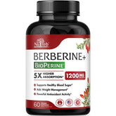 Berberine 1200mg bottle with 60 vegan capsules label