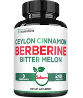 Bottle of Berberine 1500mg with Organic Cinnamon Bark & Bitter Melon – 80 Servings