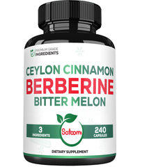 Bottle of Berberine 1500mg with Organic Cinnamon Bark & Bitter Melon β 80 Servings