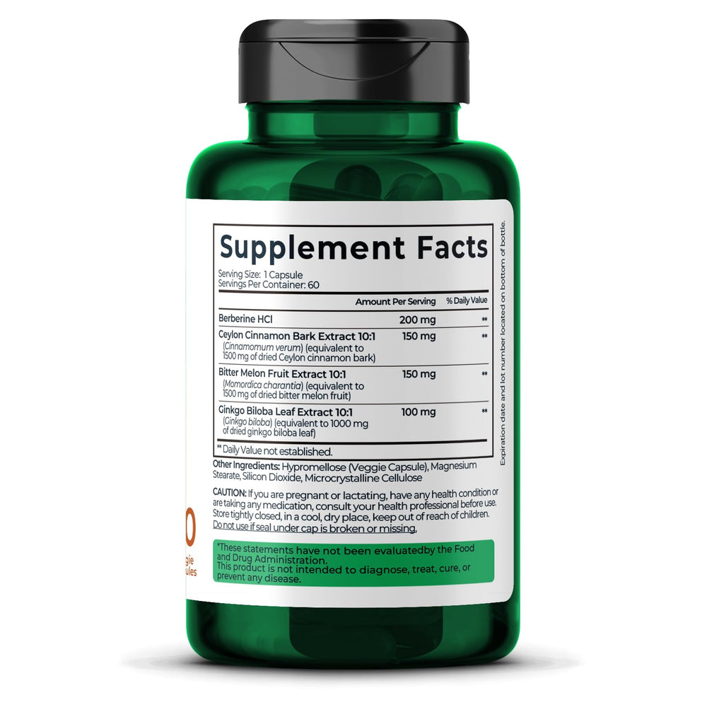Ginkgo Biloba and Bitter Melon ingredients in Berberine supplement formula