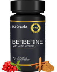 Front view of Berberine with Ceylon Cinnamon 1200mg bottle
