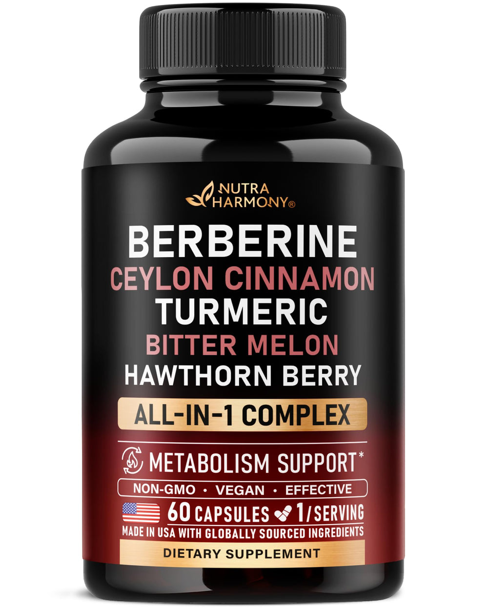 Berberine with Ceylon Cinnamon 60-cap bottle