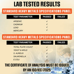 Seal indicating third-party testing and USA-verified lab