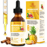 Berberine liquid drops bottle with pineapple flavor and 2 oz size