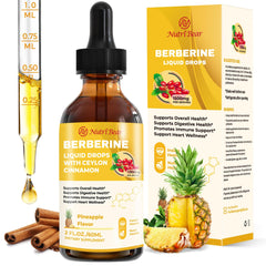 Berberine liquid drops bottle with pineapple flavor and 2 oz size