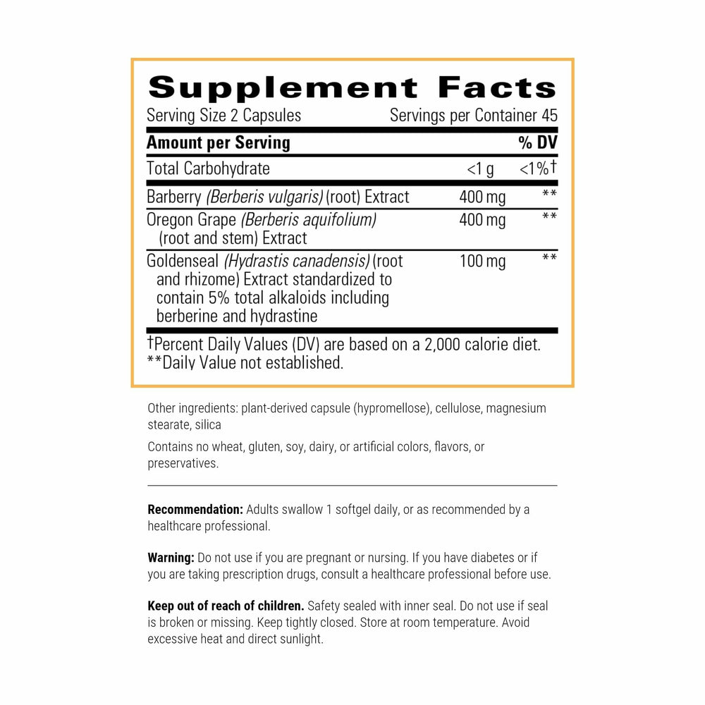 Berberine Complex bottle label