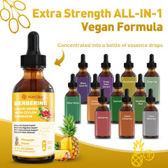 Close-up of pineapple-flavor berberine drops label