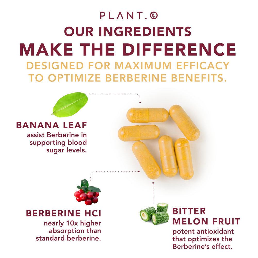 Supplement facts label of PLANT.O NUTRITION Berberine