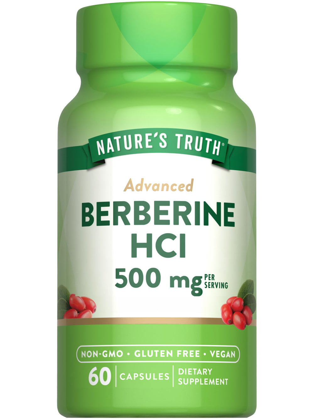 Nature's Truth Berberine HCl 500mg bottle with 60 vegan capsules
