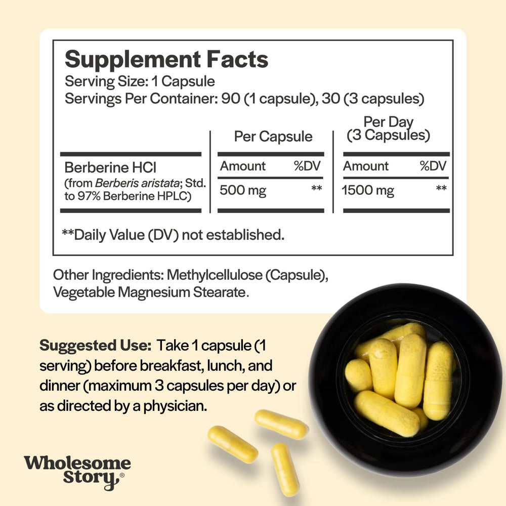 Vegan-friendly Berberine HCl capsules in plant-based formula