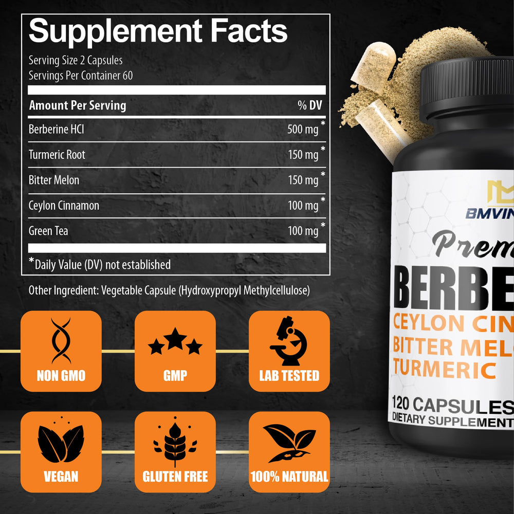 Close-up of 120 vegan capsules beside the bottle for a 2-month supply