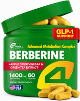 Front view of Berberine HCL supplement bottle with 60 capsules