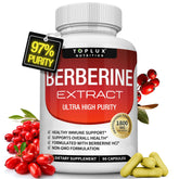 Berberine supplement bottle with 1800mg Berberine HCl 97% and 90 capsules