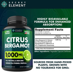 Citrus Bergamot 1000mg capsules on white background