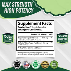 Bergamot extract 1500mg with 25:1 ratio ingredients