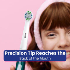 Deep flossing bristles penetrating between teeth