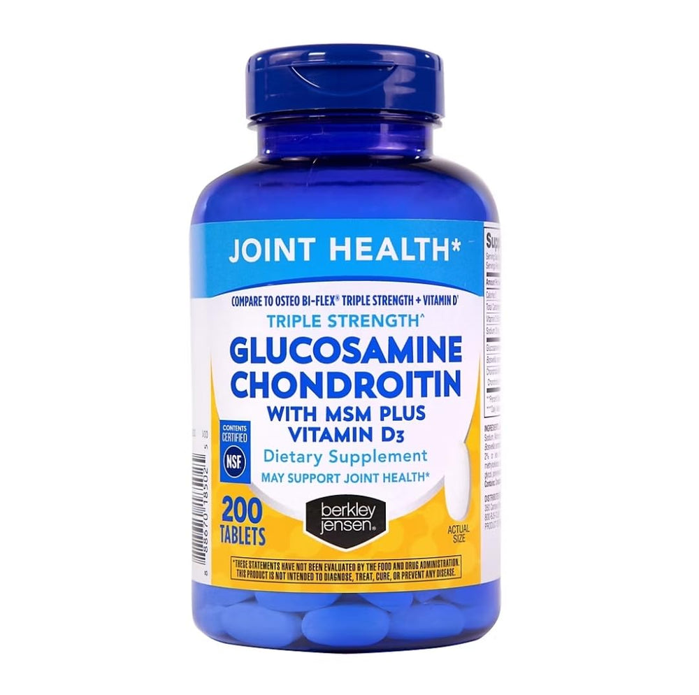 Berkley Jensen Glucosamine Chondroitin MSM bottle label