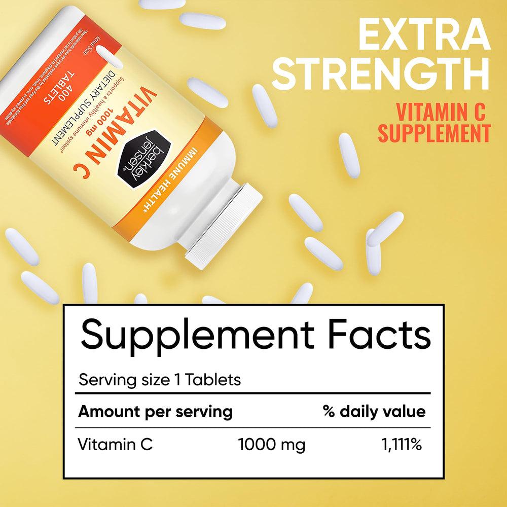 Immune support with Vitamin C tablets in bottle