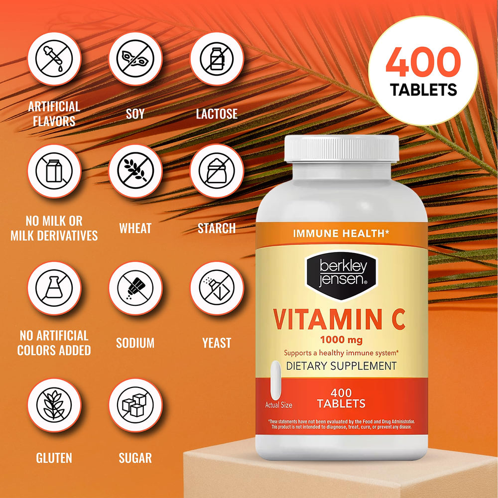 Non-GMO and gluten-free Berkley Jensen Vitamin C packaging