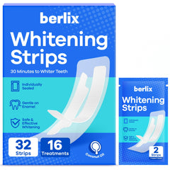 Berlix Teeth Whitening Strips 32-count packaging