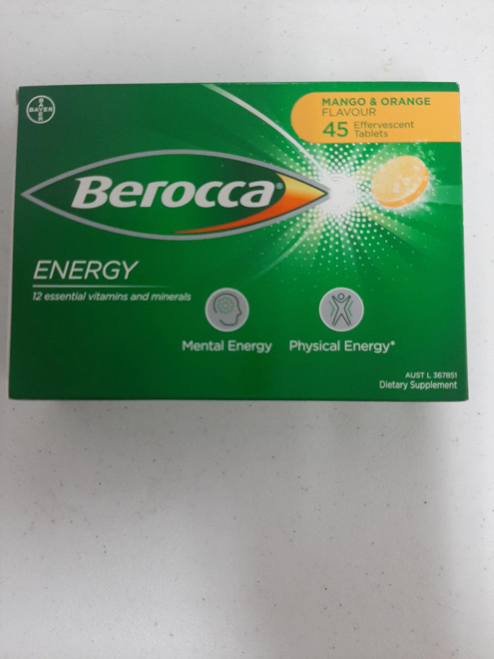 Nutritional information for Berocca Energy Mango Orange tablets