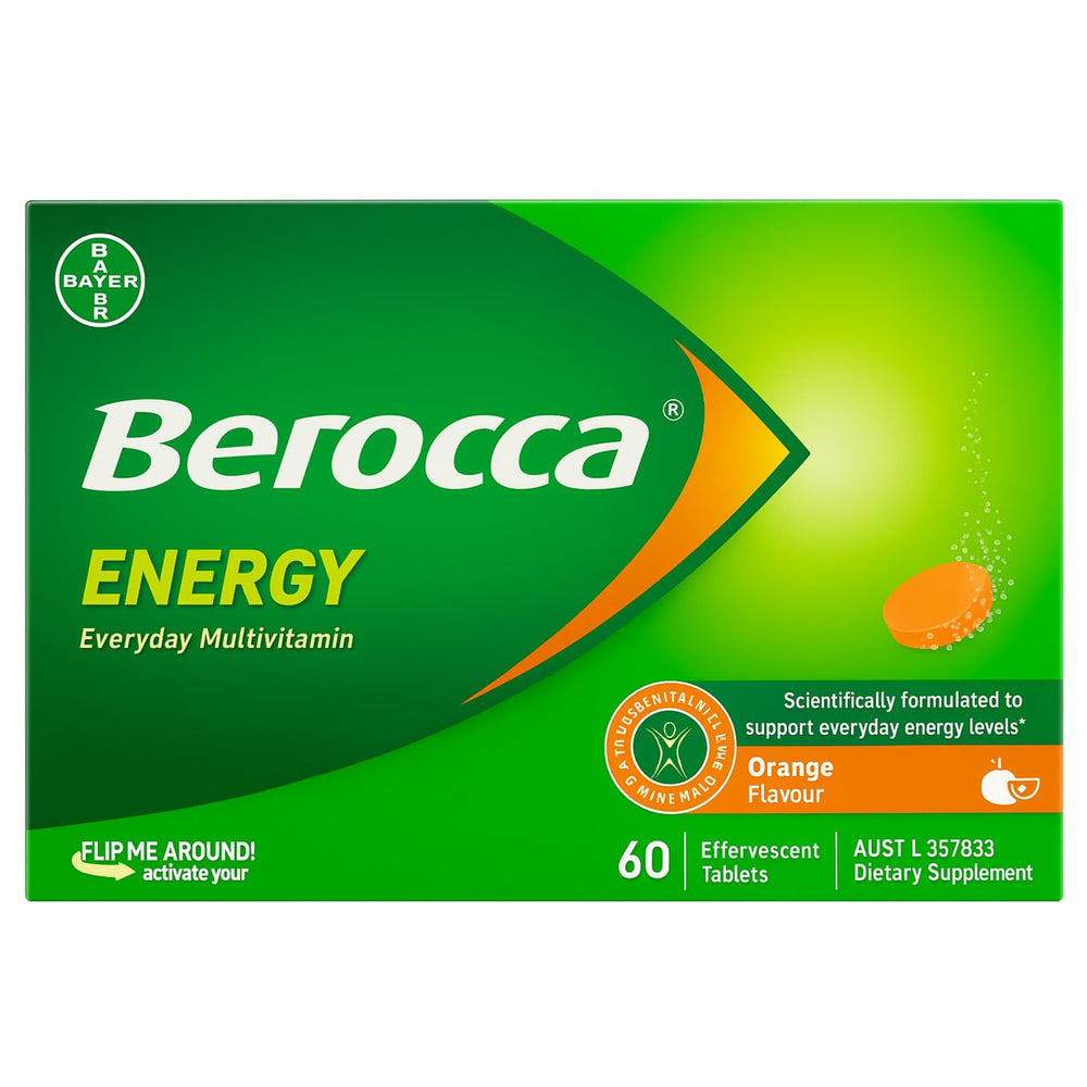 Berocca Energy Vitamin B & C Orange Flavour Effervescent Tablets 60 Pack