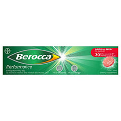 Lifestyle shot of Berocca on kitchen counter with glass