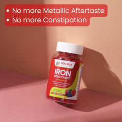 Berry-flavored iron bisglycinate gummies label - 60 servings