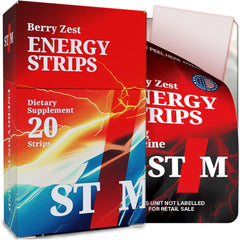 Hero image of Berry Zest Energy Strips with branding