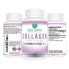 Close-up of Best Earth Naturals collagen bottle with capsules