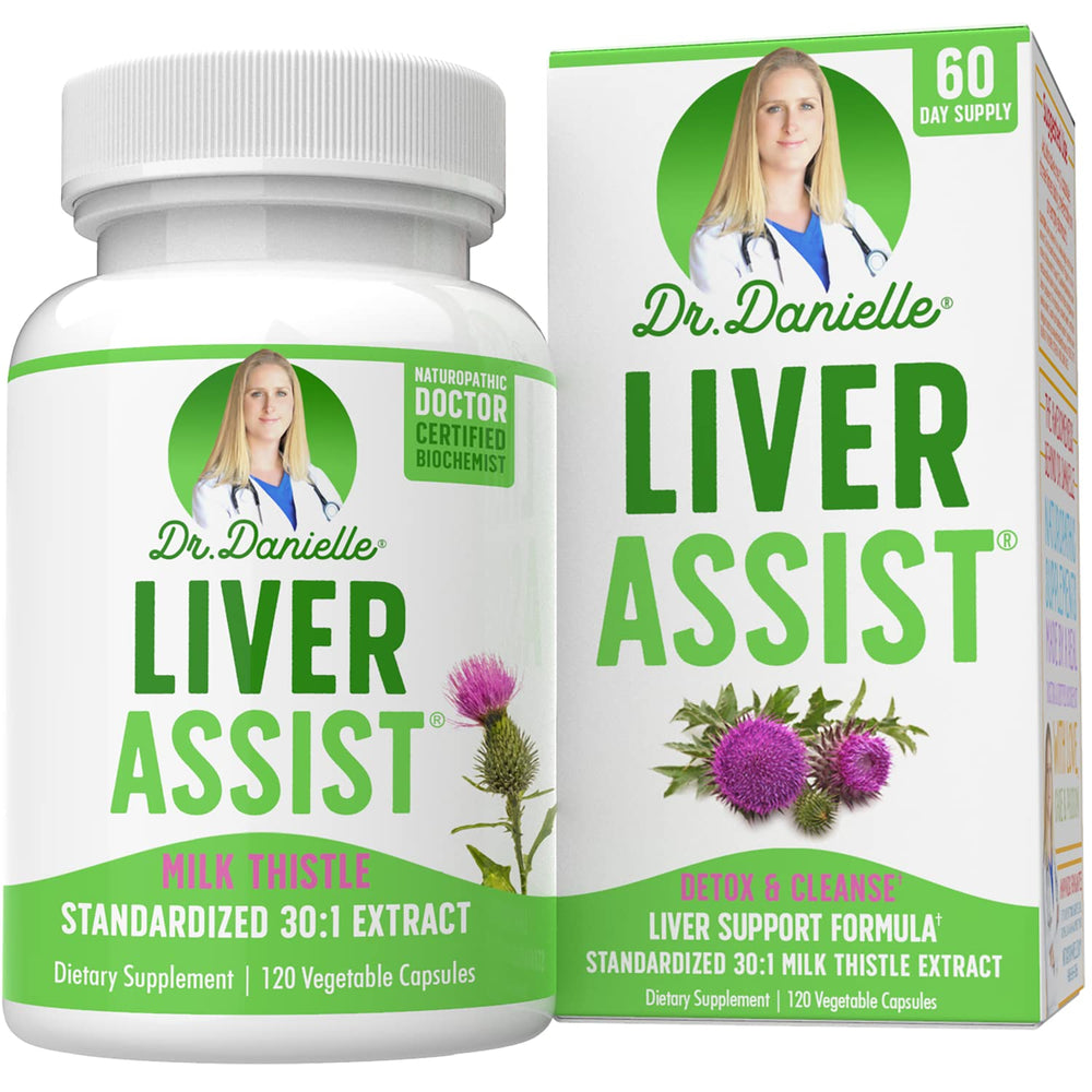 Bottle of liver supplement with milk thistle