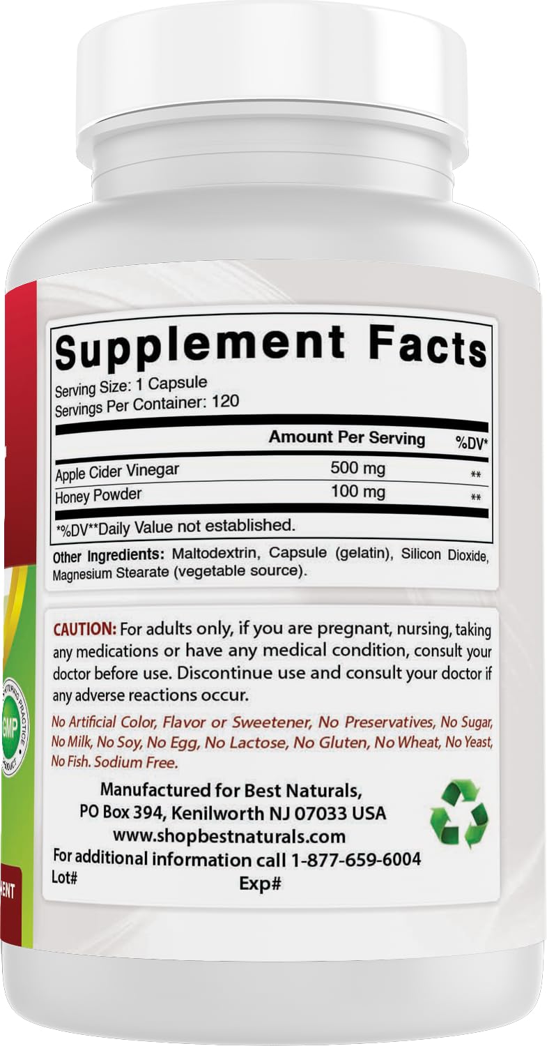 USA-made GMP facility seal on Best Naturals ACV Plus bottle