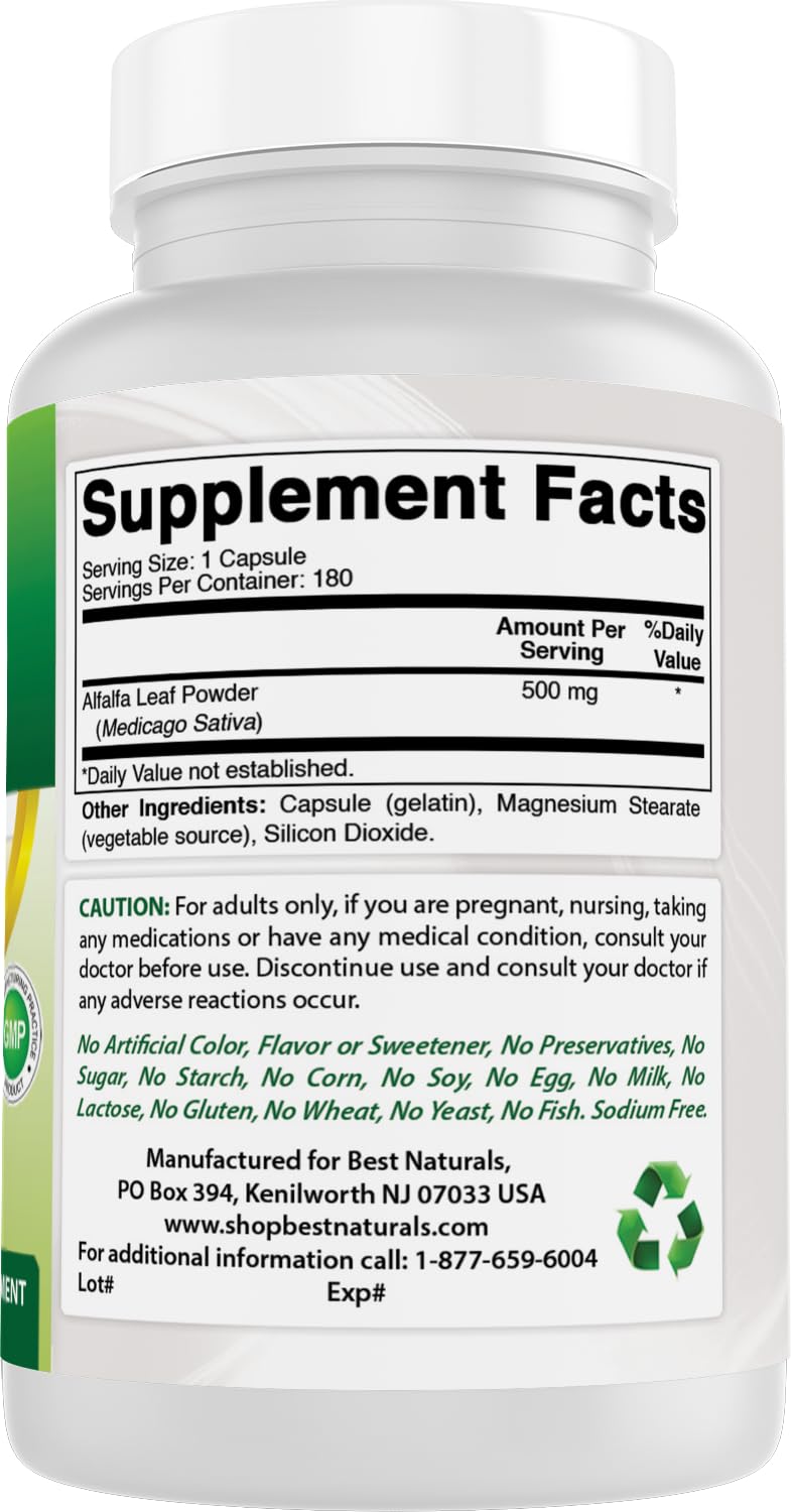 Pack of two bottles of Best Naturals Alfalfa Green Super Food