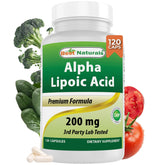 Bottle of Best Naturals Alpha Lipoic Acid 200 mg, 120 capsules