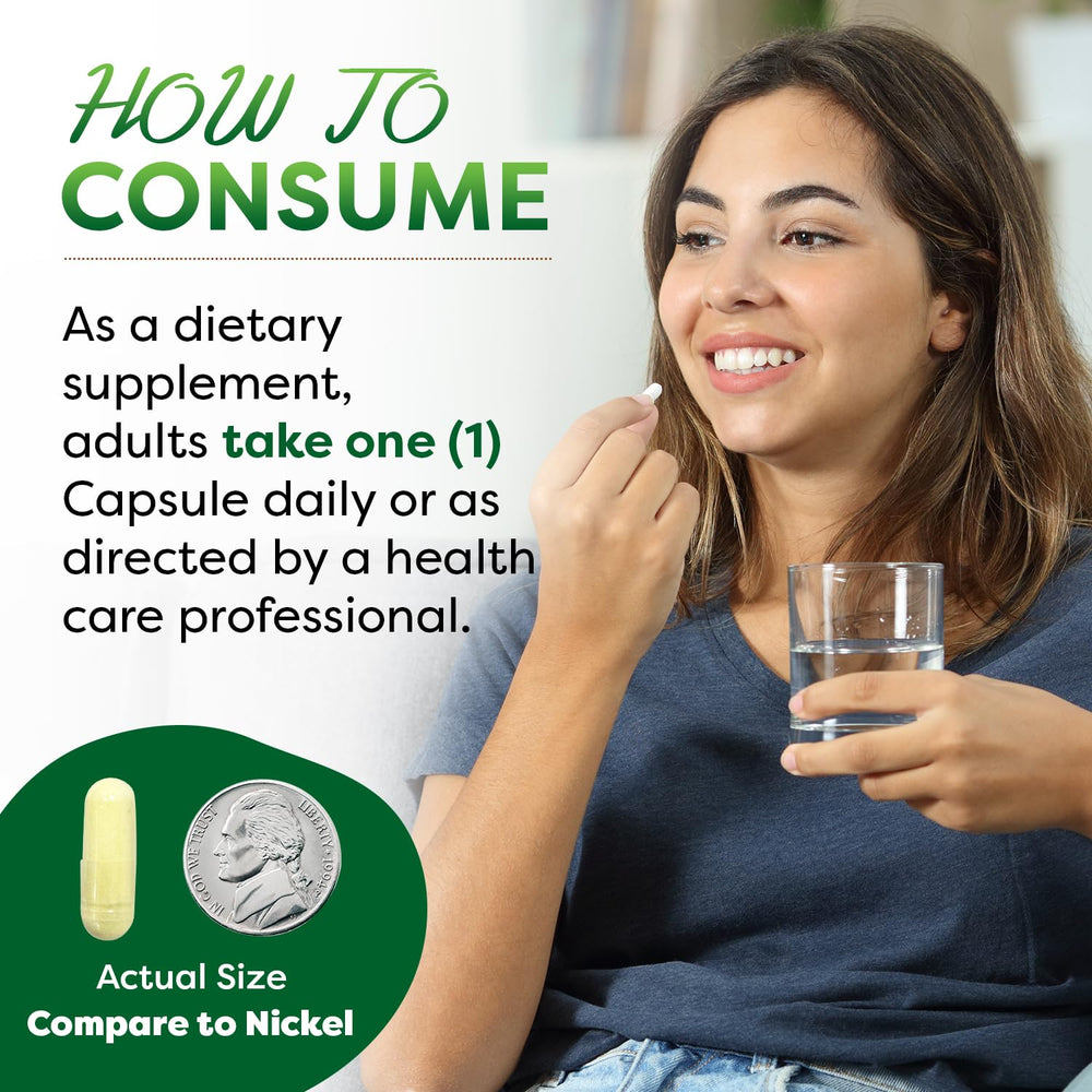 Bottle label showing 120 capsules per bottle