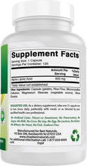 USA-based GMP facility manufacturing Best Naturals Alpha Lipoic Acid 600 mg