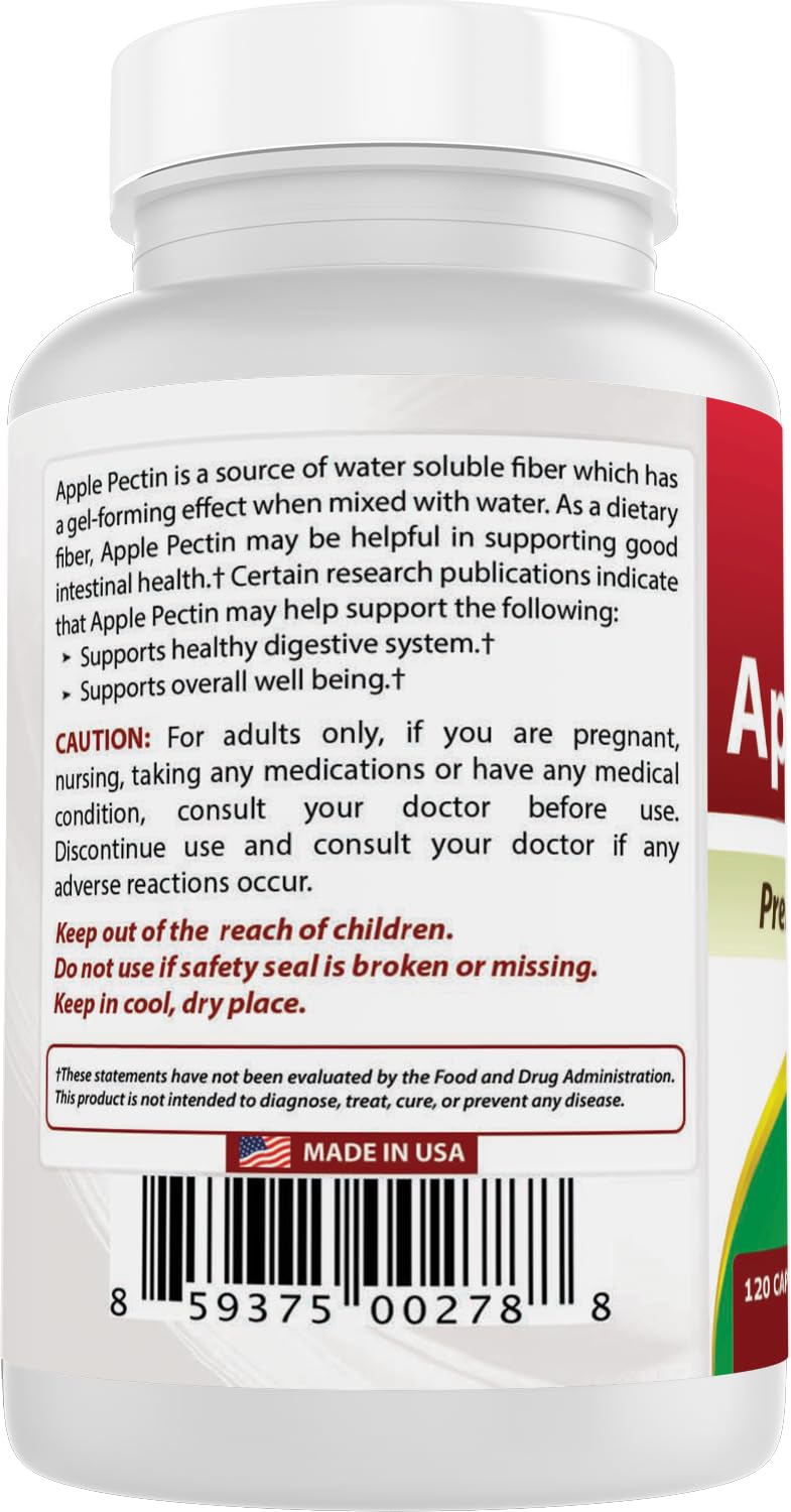 Best Naturals bottle on kitchen counter near apples, conveys natural-sourced pectin benefit