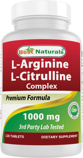 Bottle of Best Naturals Arginine Citruline Complex 1000 mg - 120 tablets