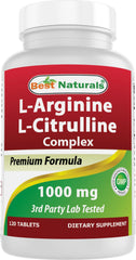 Bottle of Best Naturals Arginine Citruline Complex 1000 mg - 120 tablets