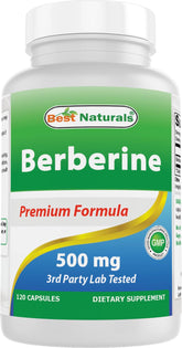 Bottle of Best Naturals Berberine 500mg 120 capsules