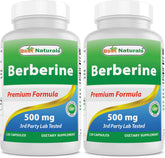 Best Naturals Berberine 500mg bottle with 120 capsules (pack of 2)