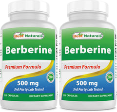 Best Naturals Berberine 500mg bottle with 120 capsules (pack of 2)