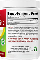 Best Naturals Beta-Alanine Pure Powder scoop showing serving size for workouts